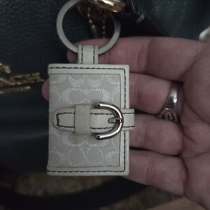 Coach Beige Keychain Photo Book with Silver Buckle